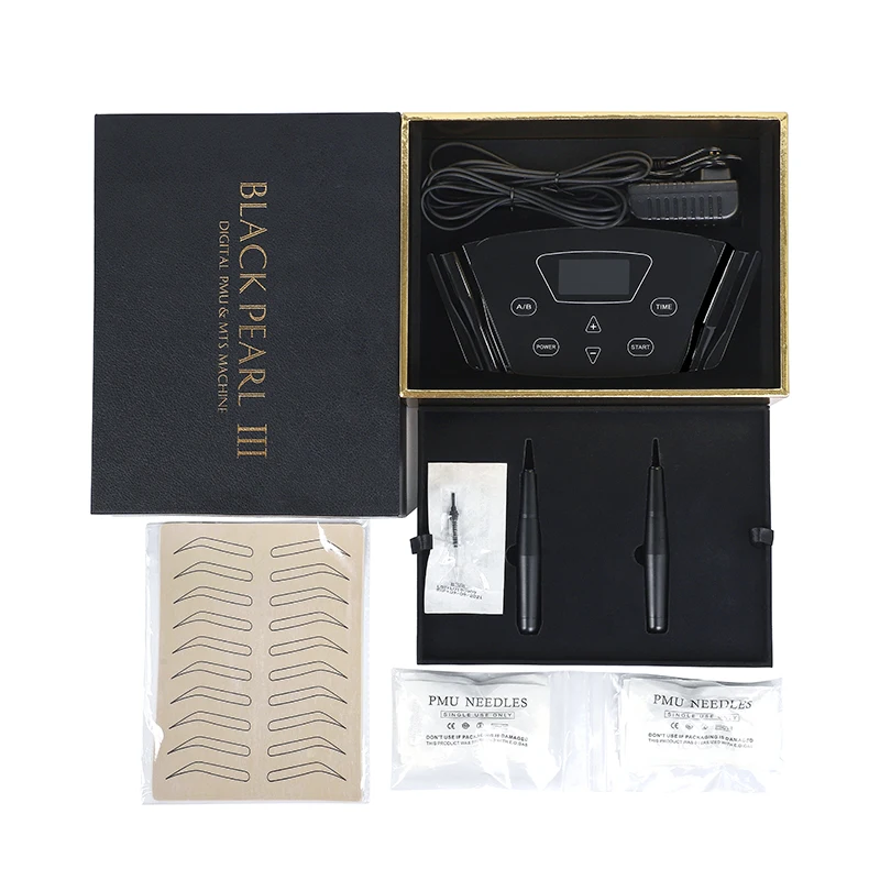 US $197.73 professional multifunctional black pearl machine with 2 pens for eye eyeliner lip pmu mts rotary tattoo machine kit