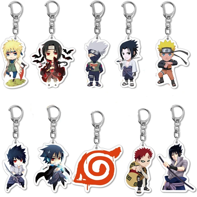 20Pcs/Lot Cartoon Anime Acrylic Keychain Uchiha Sasuke Hatake Kakashi Figure Pendant Keyring Jewelry Wholesale 20Pcs