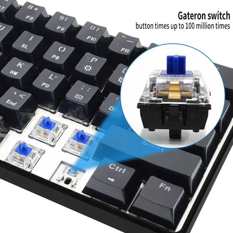 2020 RGB Backlit Bluetooth 5.0 Wireless Dual Mode Mechanical Keyboard,Portable Compact Waterproof Mini Gaming 61 Gateron Keys LK
