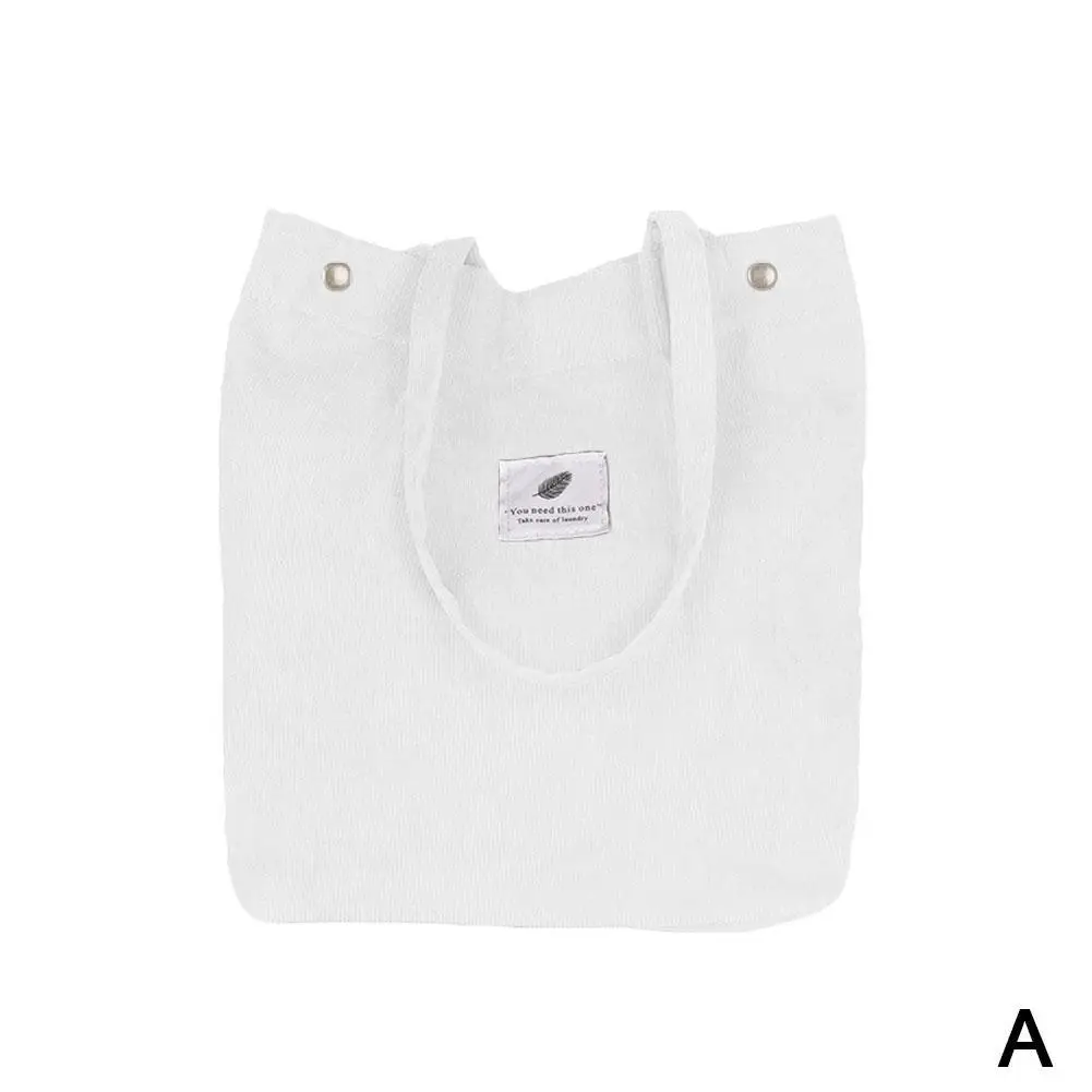 white bag Повседневная сумка для женщин, сумка для книг, Женская однотонная Вельветовая сумка на плечо, сумка для покупок, сумка-тоут, посылка через плечо, холщовые сумки - Цвет: white bag