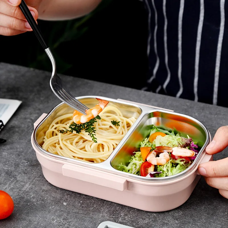 Переносная коробка для ланча 304 из нержавеющей стали Bento Box кухня Герметичный пищевой контейнер коробка с ремешком для детей для школы и пикника