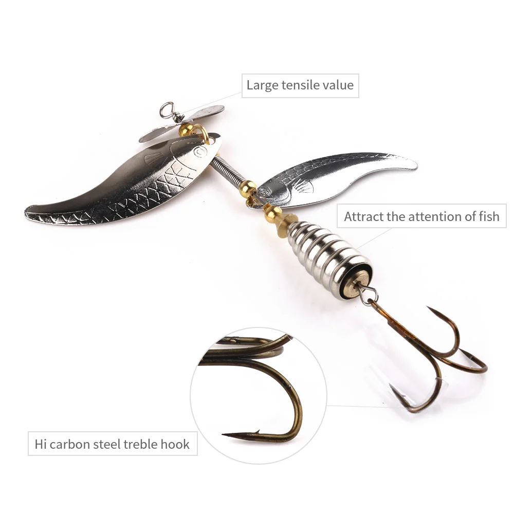 Lot De 10 Hameçons Cuillère Métal, Type Manivelle, Pour Pêche Au Leurre (eau Douce Et Mer)