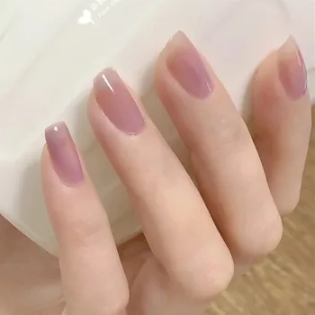 

2020 Online Celebrity Grape Purple Wear a Fake Nails Nail Sticker Patch Finished Product Jelly Color Translucent Waterproof Nail