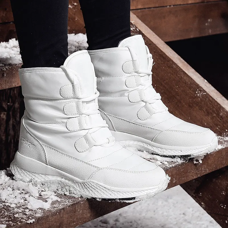 TUINANLE Women Boots Winter White Snow Boot Short Style Water-resistance Upper Non-slip Quality Plush Black Botas Mujer Invierno