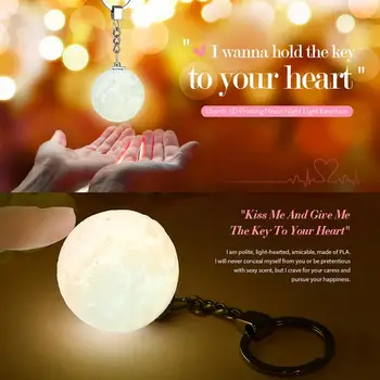 

Portable 3d Unique moon shape decoration Keychain Night Light - White White Light durable and practical gift New year 2021