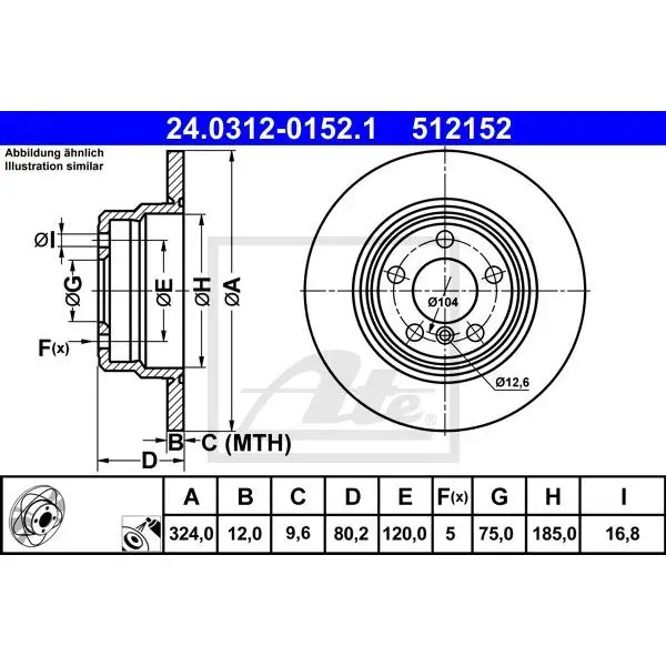 Диск тормозной ATE Power Disc 24.0312-0152.1 | Автомобили и - Цена: 