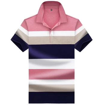 

New high quality polo shirt Summer short sleeved pocket striped men's polo shirt Business casual shirt polo men Brand clothing