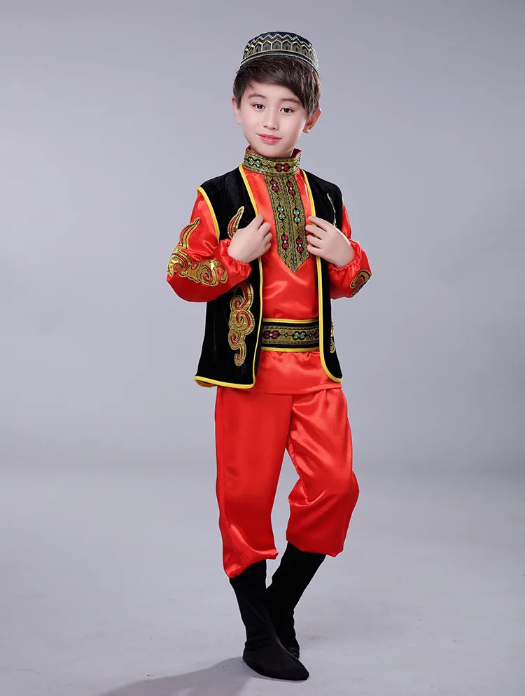 Традиционный мусульманский стиль, танцевальный костюм для исламских мальчиков, красный мусульманский костюм, арабские вечерние костюмы для выступлений, подарок для детей - Цвет: Red