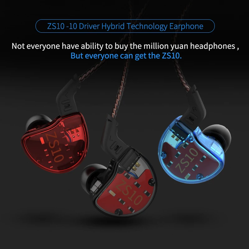 Наушники KZ с гибридной технологией 4BA + 1 DD наушники Hi Fi басс монитор DJ ZS6 AS10 ZST ES4 ED16