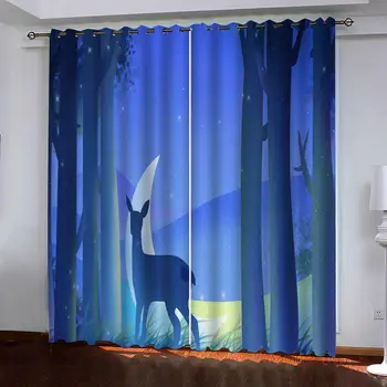 

blue curtains photo Blackout Window Drapes Luxury 3D Curtains For Living room Bed room Office Hotel Home blackout curtains