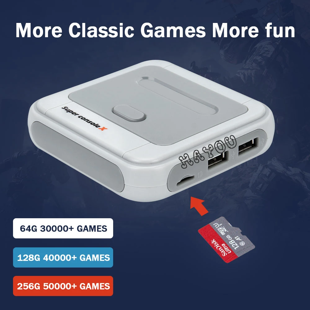 Video Game Console Retro WiFi Super Console X HD TV Box Video Game Player for PS1/N64/MD With 40000+Games 2 Wireless Controllers
