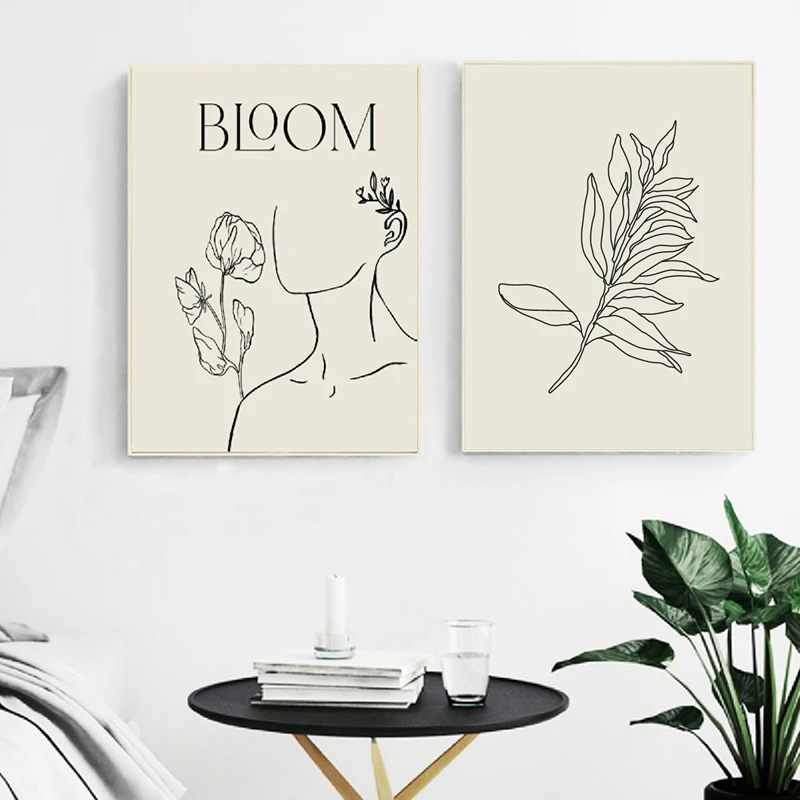 Абстрактный принт Bloom Fine Line минималистичный постер в стиле бохо настенная