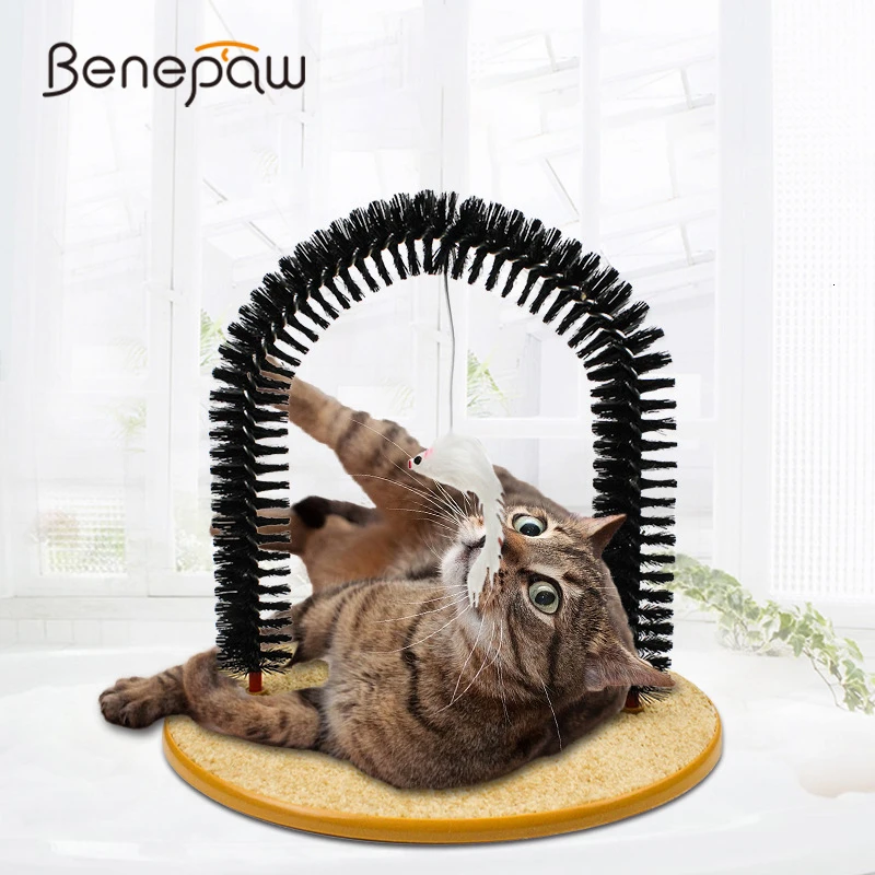 

Benepaw 3 In 1 Arch Cat Self Grooming Comb Brush Durable Kitten Scratching Posts Toys For Cats Massage Steady Antislip Wood Base