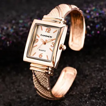 

HobbyLane Women Luxury Rectangle Quartz Watches Stylish Rose Gold Bracelet Casual Wristwatches