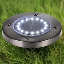 Водонепроницаемый 16 светодиодный солнечные, из земли светильники из нержавеющей стали Открытый Солнечный утопленный в пол свет Открытый Сад Путь наземная лампа