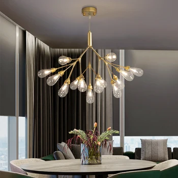 

Copper Firefly Luxury LED Chandeliers For Living Dining Room Decoration Lighting Hanging Lamp Nordic Glass Designer Chandelier