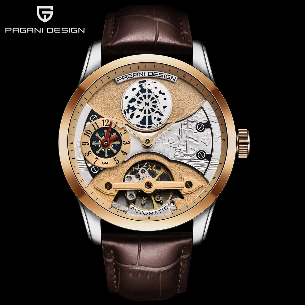 2020 free shipping  New Fashion PAGANI Leather Tourbillon Watch Luxury Brand Automatic Men Watch Men Mechanical silver stainless Steel Watches Relogio Masculino (51)