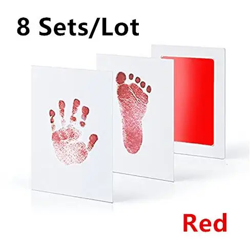 Red8 Pcs 8 компл./лот детский нетоксичный отпечаток руки отпечаток ноги набор младенческой глины игрушки подарки Детские сувениры литья новорожденный штемпельная подушка для отпечатка ноги - Цвет: Red8 Pcs