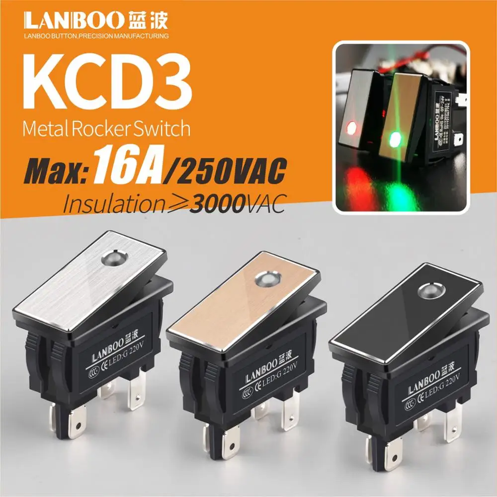 LANBOO 2810 5 серия водонепроницаемый кулисный переключатель 16Amp с высоким током 2NO