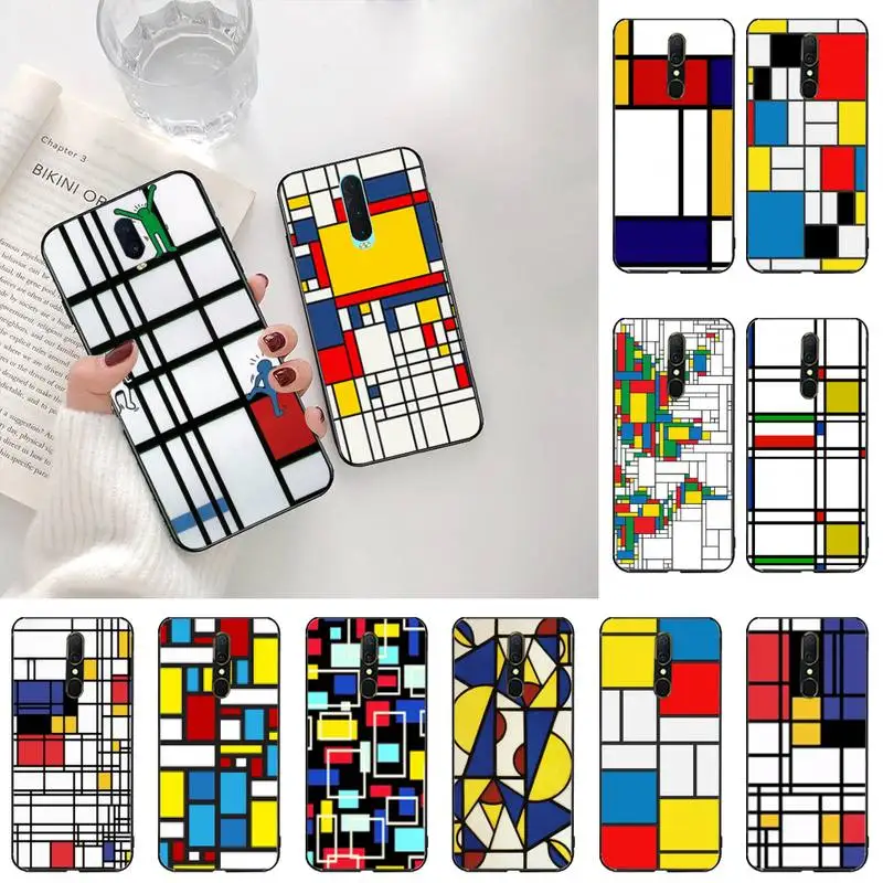 Bauhaus стиль абстрактный Мондриана Черная мягкая крышка чехол для телефона Капа Oppo