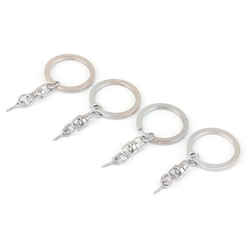 25Mm Anello Piatto Diviso In Argento Con Portachiavi Girevole Anello Di Salto Mini Perni Per Occhi Portachiavi Connettori Chiave Rotonda Fascino Borsa