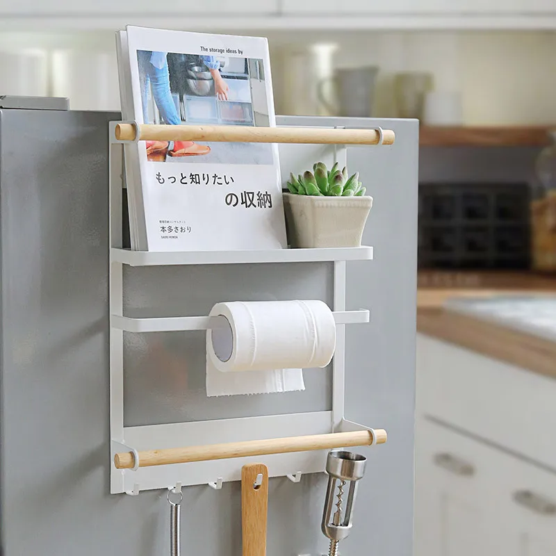 

Japan Kitchen Magnetic Sucker Refrigerator Storage Rack Side Ledge Magnetic Rack Volume Tissue Holder Magnet Freshness Protectio