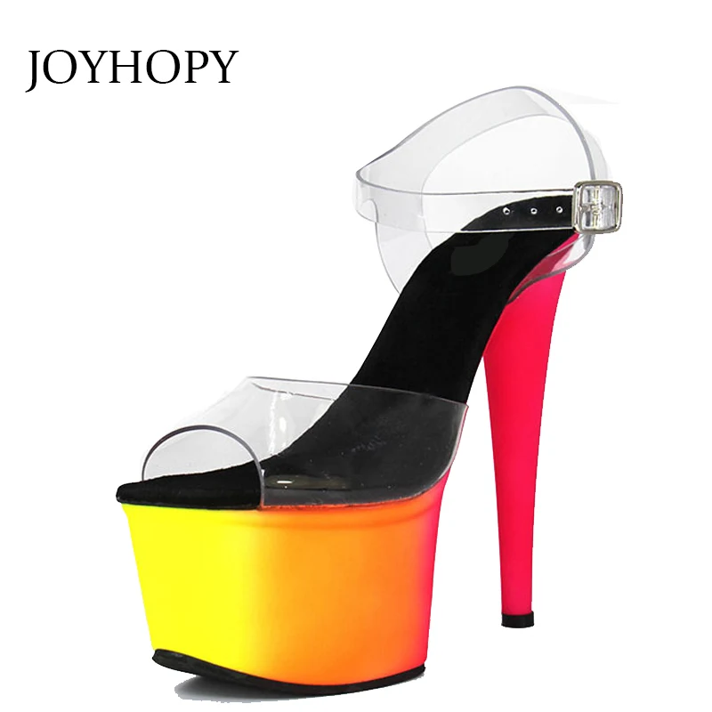 

2019 New 15- 17cm Super High Heel Sandals Women Fluorescent Slip-proof Steel Tube Dance Platform Shoes Woman Party Shoes WS1901