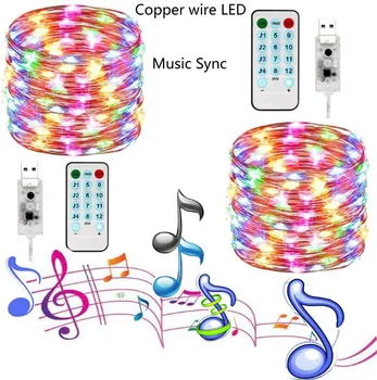 

33ft LED String Lights 10M Street Garland Light Outdoor Christmas Fairy Lights Warm White Starry Light with Remote Control