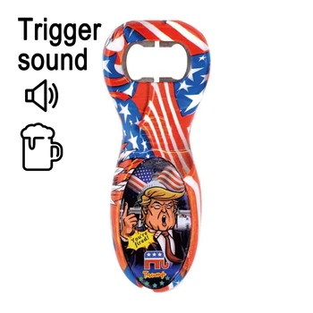 

Donald Trump American Flag Bottle Opener Talking Phrases Sound Novelty Fun can opener kitchen accessories can opener manual