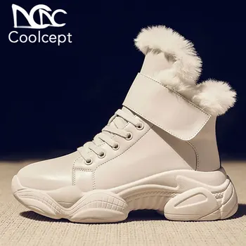 

Coolcept Women Snow Boots Plush Fur Warm Ankle Boots Fashion Lace Up Sneakers Casual Shoes Women Winter Footwear Size 35-39
