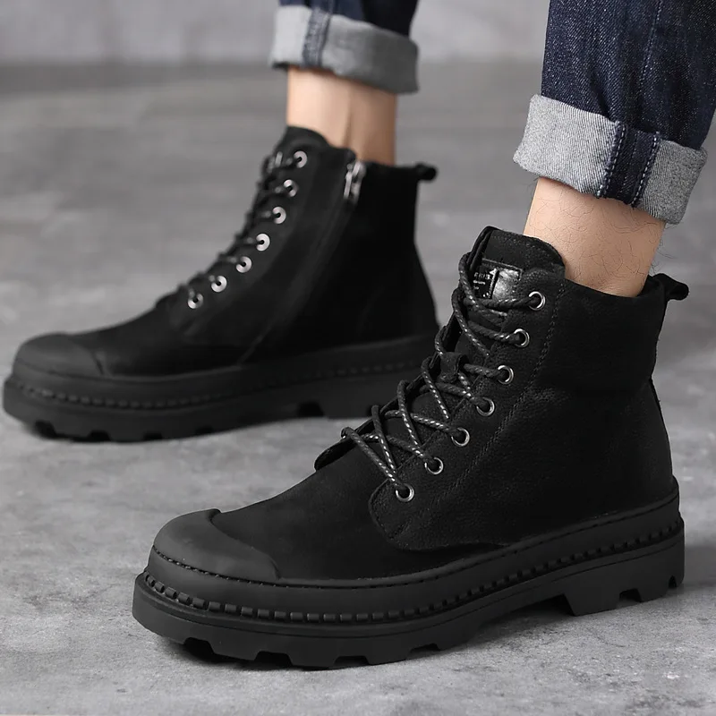 

Martin Boots Men's Boots Winter Leather Boot Men Snowfield Short Boots Mid-top Hight-top Workwear MEN'S SHOES Combat Boots Cotto