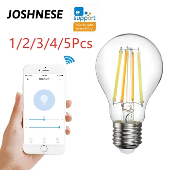 

JOSHNESE 220V WiFi Smart Filament Light Bulb eWeLink APP Remote Control Dual-color Bulb E27 7.5W Dimmable Bulb Voice Control