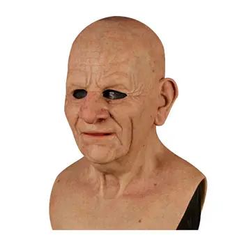 

Realistic Old Man Mask, Wrinkle Face Mask, Latex Full Head Mask For Masquerade Halloween Party Realistic Decor Costumes