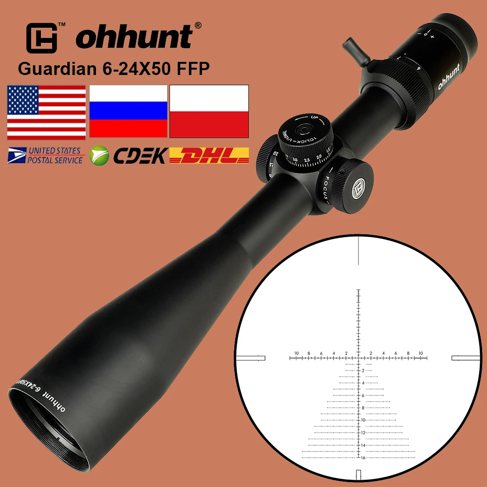 Охотничий прицел ohhunt Guardian 6-24X50 FFP оптическая сетка со стеклянной гравировкой с W/E
