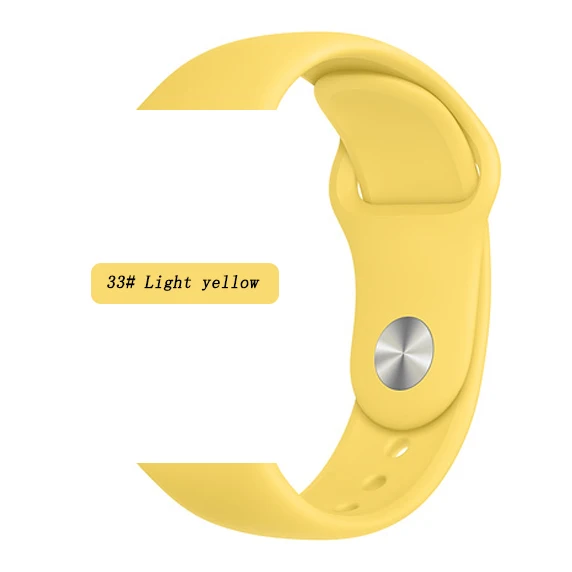 light yellow 33 Ремешок для apple watch 5 4 ремешок 44 мм iwatch ремешок 42 мм correa 38 мм 40 мм спортивный силиконовый браслет ремешок для часов 4 3 2 - Цвет ремешка: light yellow 33