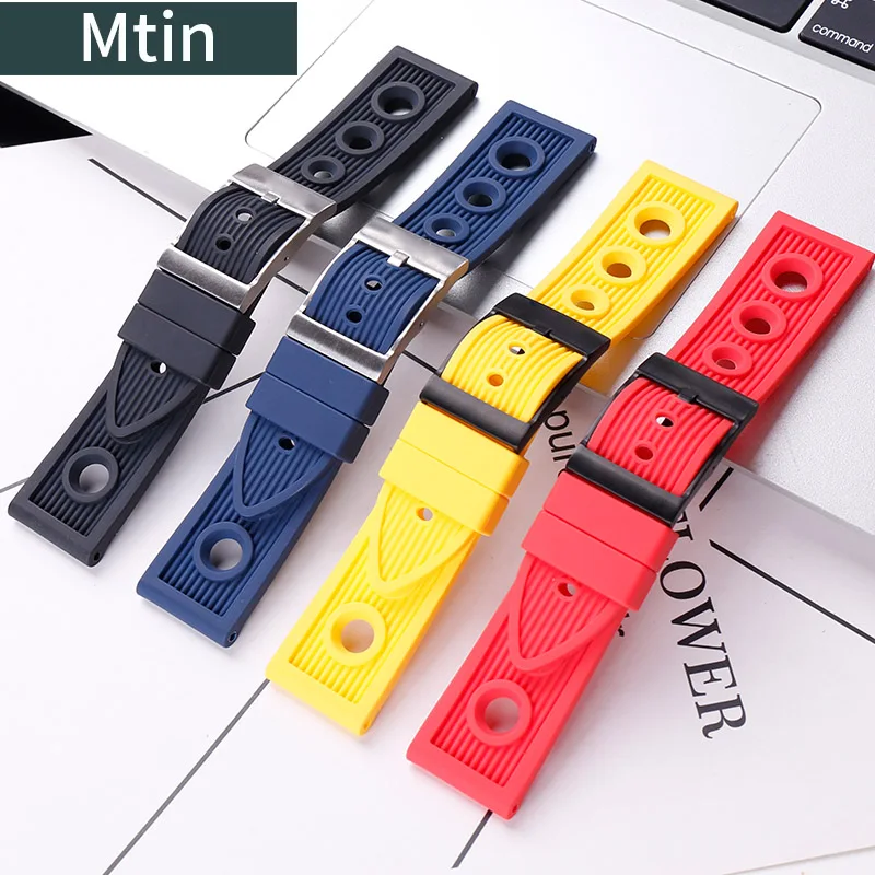 22mm24mm pin buckle rubber strap men's watch accessories For Breitling watch band outdoor sports wristband ladies bracelet Tool