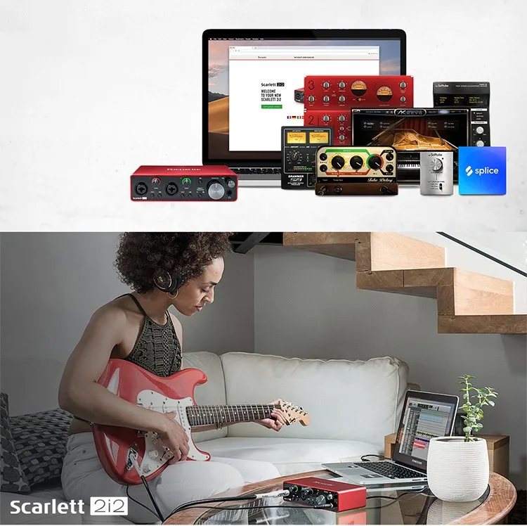 Обновленный Focusrite Scarlett 2i2 3-го поколения запись аудио интерфейс USB звуковая карта и iSK BM-800 микрофон прямой трансляции
