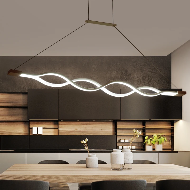 

110/220V Nordic Modern Art S Wave Acrylic Led Chandelier Pendant Light Fixtures Hanging Ceiling Lamp for Cafes Restaurant Hotel