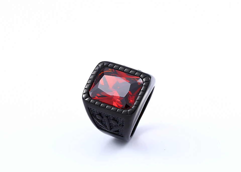 Байер 316L нержавеющая сталь модный хип-хоп черный/кольцо с красным камнем винтажное рок мужское кольцо Высокое качество ювелирные изделия LLBR8-698R