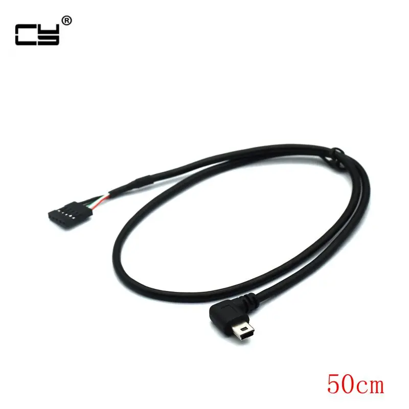 Мини USB кабель Male с прямым/левым углом к Dupont 5 контактов материнской платы 50 см 1