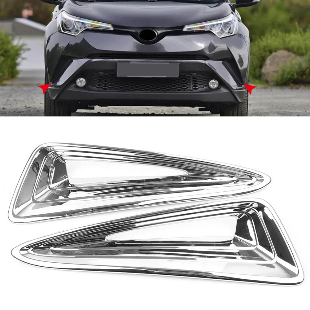 1pair Chrome Abs Car Front Bumper Fog Light Styling Moulding Cover Trim
