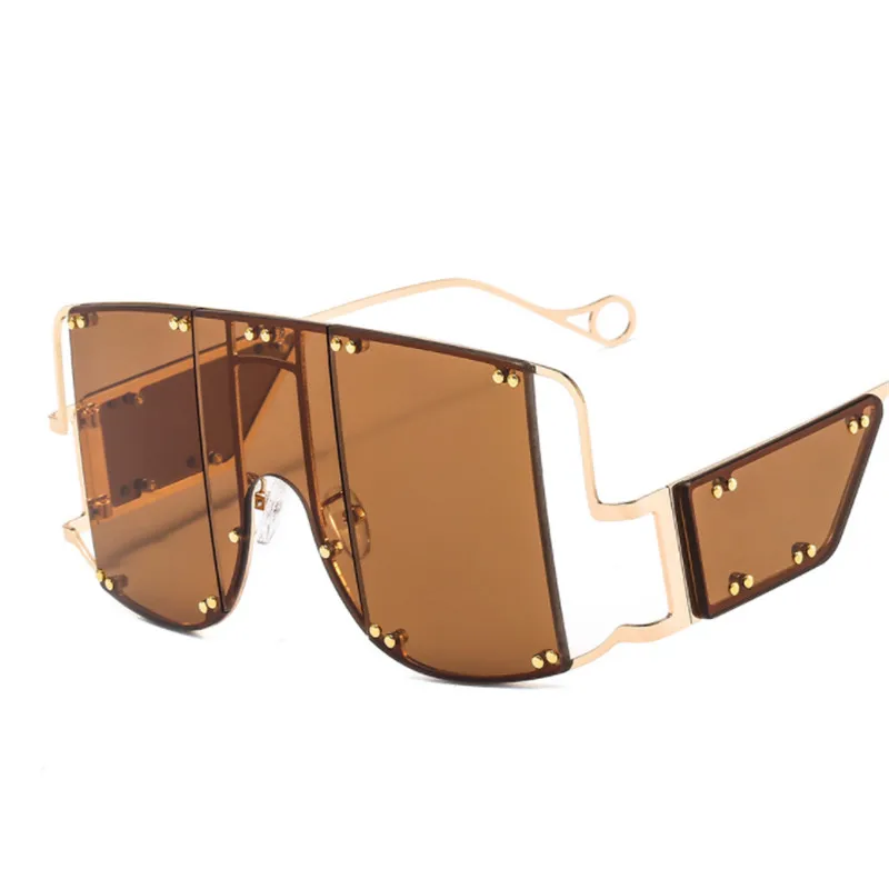 women sunglasses new Europe and America big box metal piece split mask retro men and women fashion personality sunglasses - Lenses Color: 6