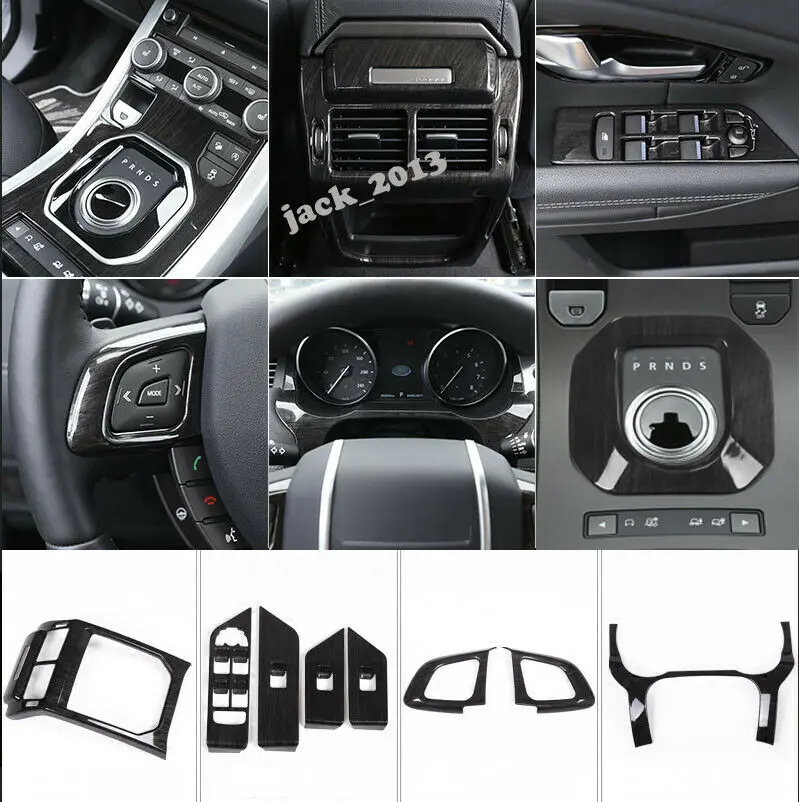 Car modification Car accessories Wood Grain Dash Trim Kit 1set Black Trim ForLand Rover Range Evoque 2012
