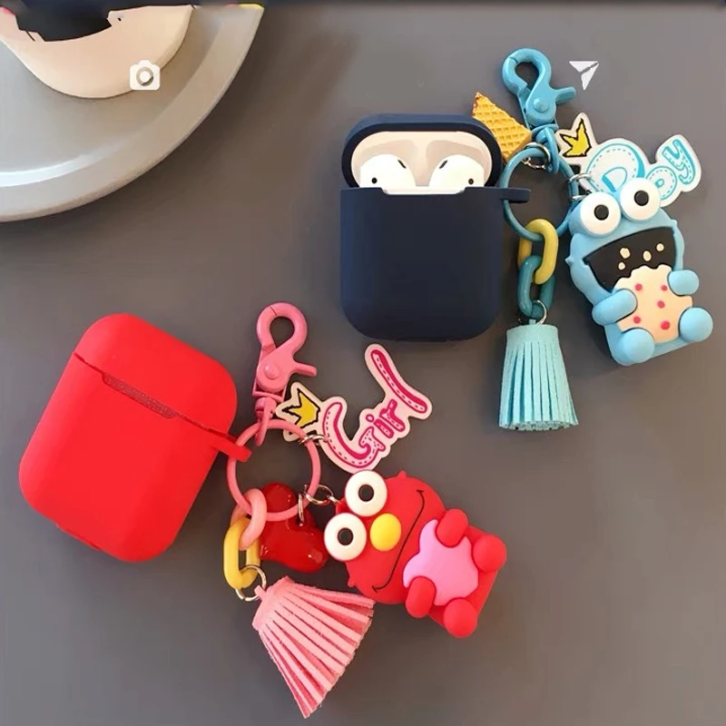 Для Airpods чехол Роскошный с кольцом для ключей чехлы с принтом из мультфильма для Airpods 2 Силиконовый Bluetooth беспроводной чехол для наушников с чехлом для ключей