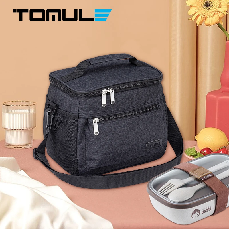 TOMULE Thermal Insulated Lunch Bag Large Capacity Food Storage Cooler Bag Portable Picnic Bento Cooler Handbag 9L Lunch Box Tote