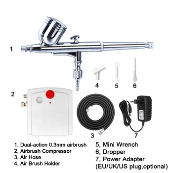 

Airbrush With Mini Air Compressor Makeup Kit Single Action Aerograph Set Temporary Tattoo Face Body Paint Nail Art Air Brush Set