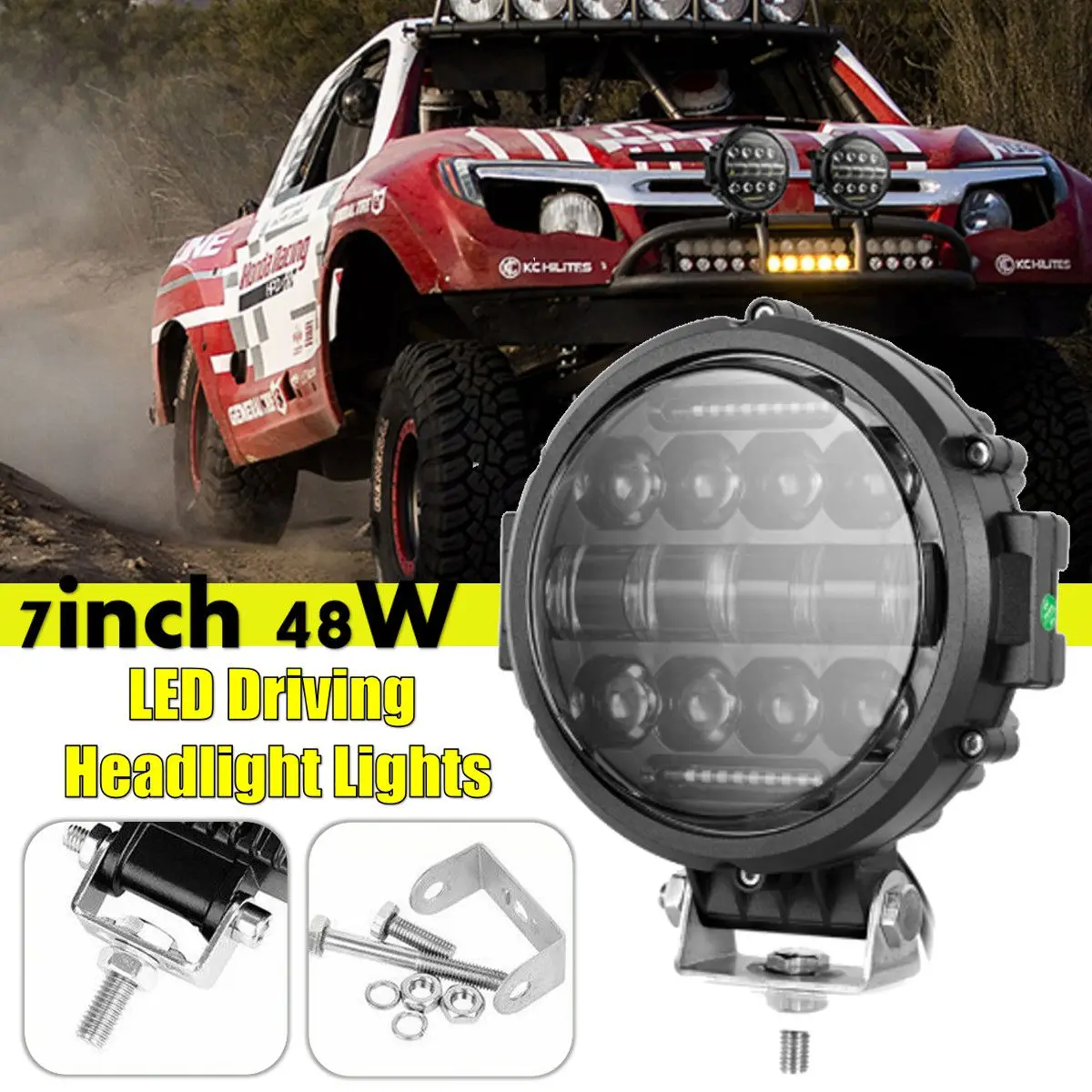 

7 Inch 48W Work LED Light Bar Car Light Bright Beam Led For Jeep ATV UAZ SUV Truck Tractor Off-road Spot Light