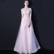 Robe de demoiseur d'honneur pour mariage новые кружевные платья трапециевидной формы с длинным рукавом розового, серебристого и синего цвета для подружек невесты длинные платья vestidos de invit