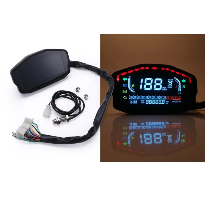 New Motorcycle LCD Digital Speedometer Odometer Backlight Durable for 2 4 Cylinder