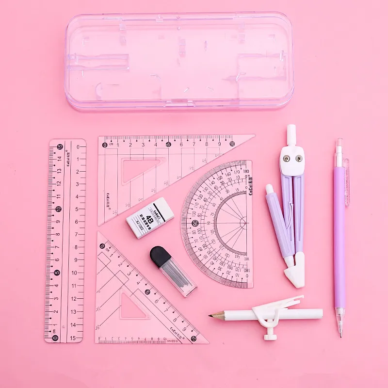 

9pcs/set Professional Drawing Compasses Drafting Straight Ruler Test Protractor Compass Tool Math Geometry Set Painting Tool